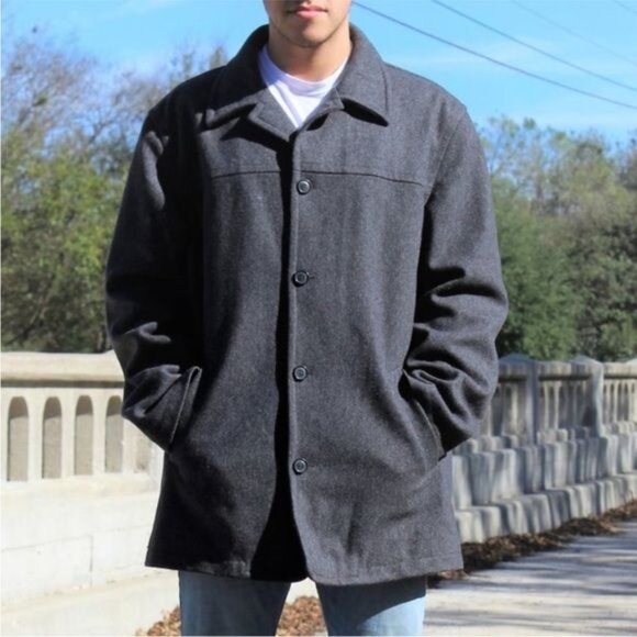 J Crew Peacoat university jacket Thinsulate Size Large Gray Wool Classic Large - Picture 10 of 10